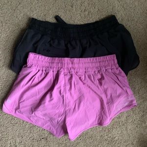 2 Lululemon hotty hot shorts 2.5 in”, both size 8